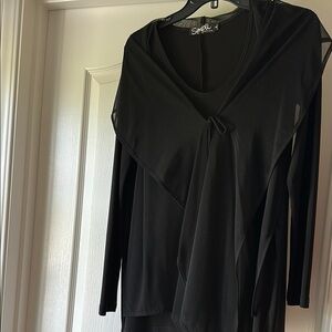 Sympli Black chiffon lined Tie Front Blouse